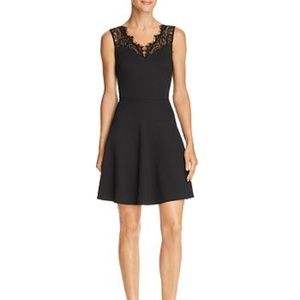 NWT Aqua Black Lace-trim Ponte Casual Dress